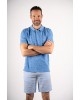 Men's polo shirt on a light blue base with forest patterns SHORT SLEEVE POLO 