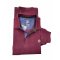 Side Effect Polo Button Blouse with Long Sleeve in Burgundy Color with Blue Finish