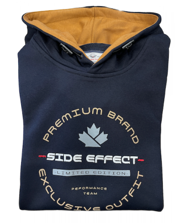 Side Effect sweatshirt in blue color with embroidery and print as well as one pocket in the center low