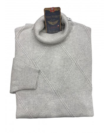 Side Effect Zivago Knitted Cotton Blouse in Gray Light Color with Embossed Rhombus