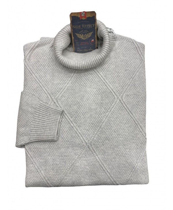 Side Effect Zivago Knitted Cotton Blouse in Gray Light Color with Embossed Rhombus ZIVAGO