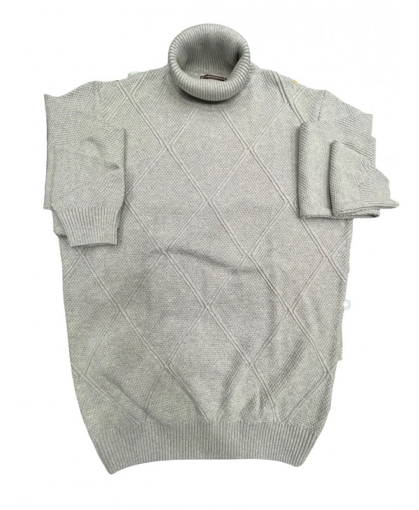 Side Effect Zivago Knitted Cotton Blouse in Gray Light Color with Embossed Rhombus ZIVAGO