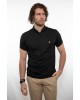 Mao men's summer t-shirt in black color with brown placket SHORT SLEEVE POLO 