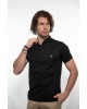 Mao men's summer t-shirt in black color with brown placket SHORT SLEEVE POLO 