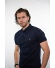 Side Effect men's t-shirt on a blue base with a small design in brown SHORT SLEEVE POLO 