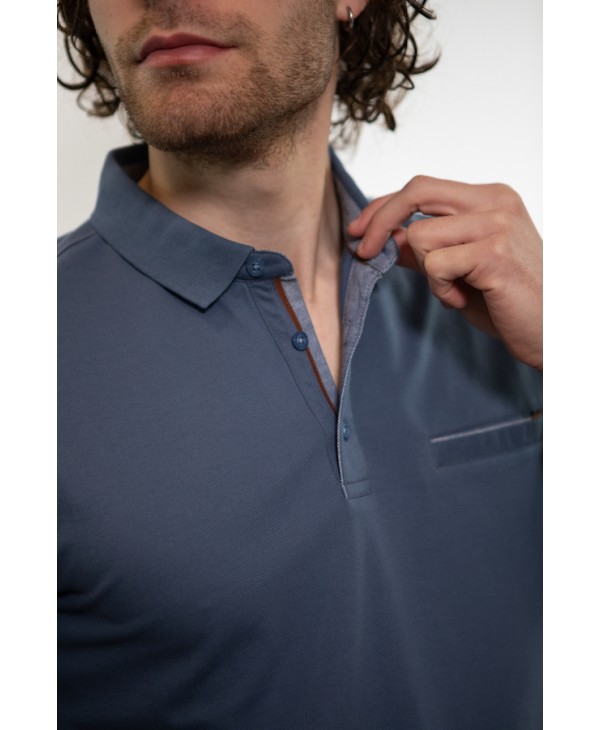 Side Effect men's polo shirt in raff color with pocket and gray trim SHORT SLEEVE POLO 