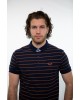 Side effect men's polo shirt with a button in a blue base with a striped taba SHORT SLEEVE POLO 