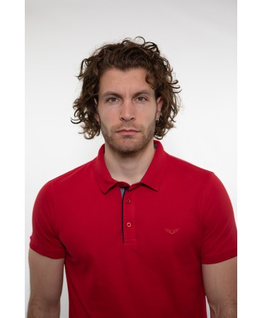 Side Effect men's t-shirt in red color with special placket in raff color