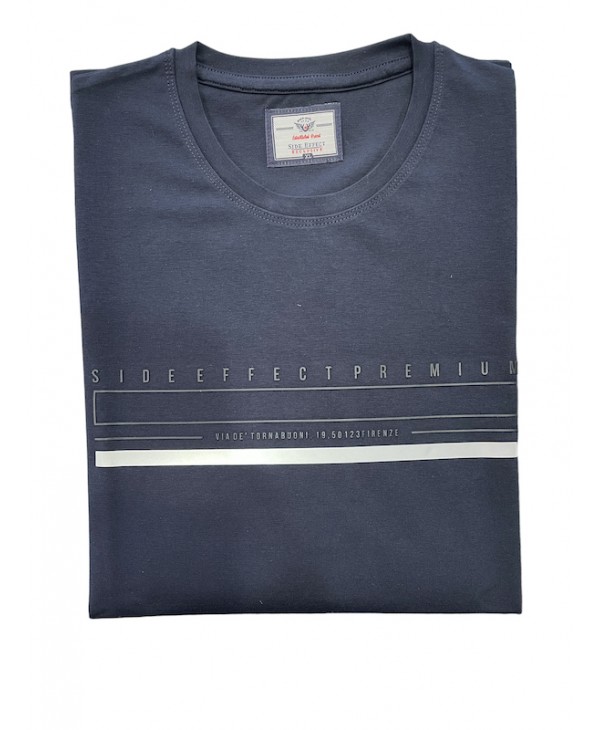 Monochrome blue t-shirt for men with an embossed print of the same color T-shirts 