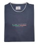 Blue men's t-shirt with white trim on the collar and two-tone embossed print T-shirts 