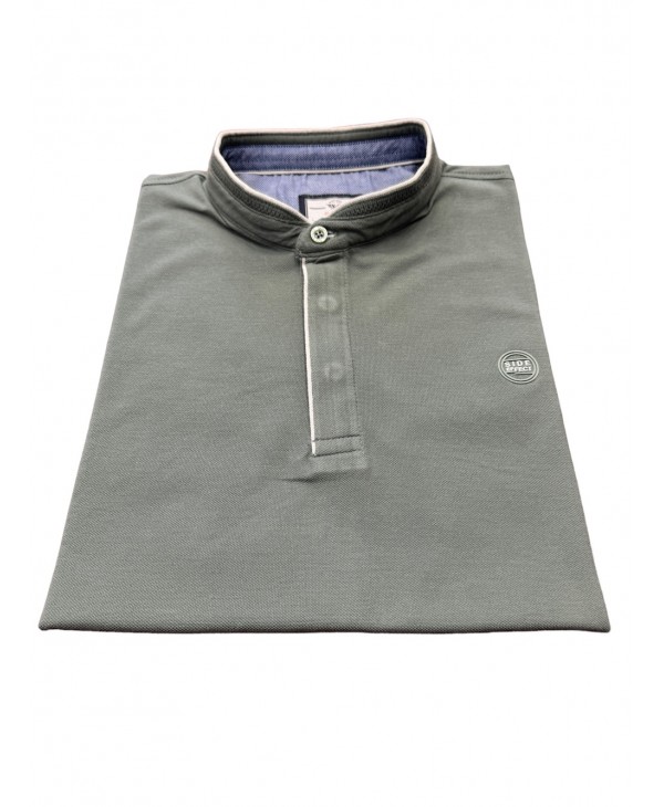 Men's t-shirt in light khaki color and gray details SHORT SLEEVE POLO 
