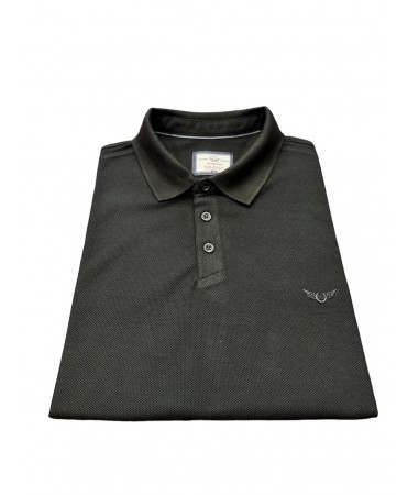 Black polo shirt for men with a particularly robust knit