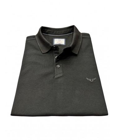 Black polo shirt for men with a particularly robust knit