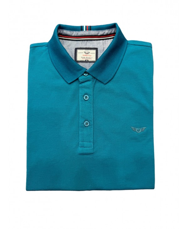 T-shirt with a summer collar in petrol color with special finishes SHORT SLEEVE POLO 