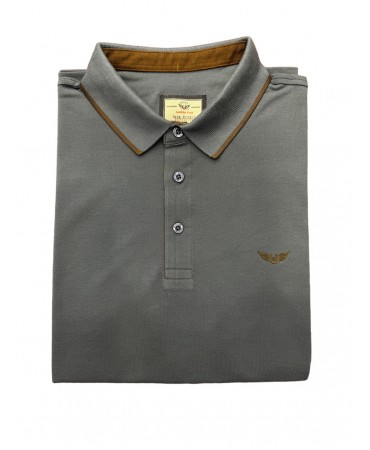 Men's polo shirt in raff color with brown details