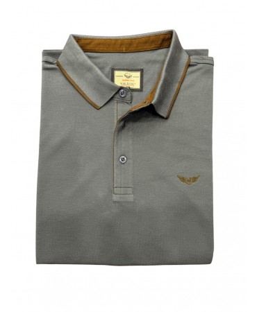 Men's polo shirt in raff color with brown details