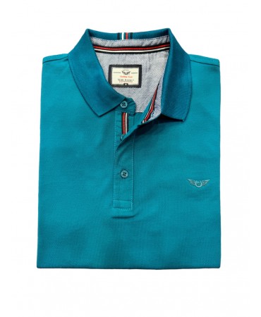 T-shirt with a summer collar in petrol color with special finishes