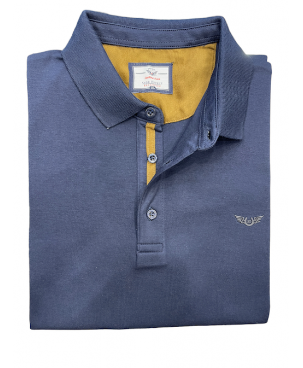 Blouse with collar in blue color with long sleeves and tampa trims POLO BUTTON LONG SLEEVE