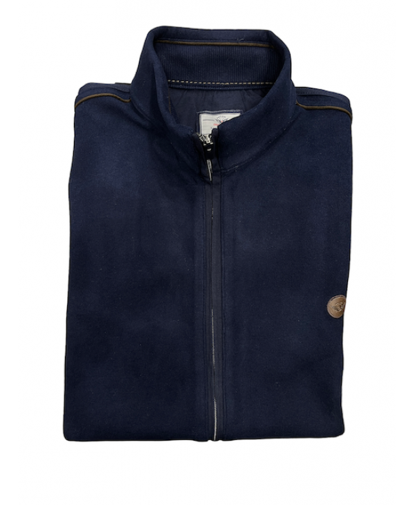 Cardigan by Side Effect in a blue base with brown details, side pockets and special texture JACKETS
