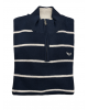 Side Effect blouse with zip in knitted cotton on a blue base with a white stripe POLO ZIP LONG SLEEVE