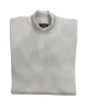 Men's knitwear with a stand-up neck in off-white color with an embossed ribbing ROUND NECK