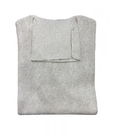 Light gray knitted cotton turtleneck with embossed diamond design by Side Effect
