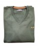 Green V-neck cotton blouse V NECK