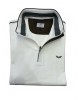 Polo shirt with zipper in off-white color with brown trim POLO ZIP LONG SLEEVE