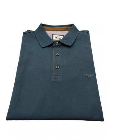 Men's polo shirt with button in petrol color