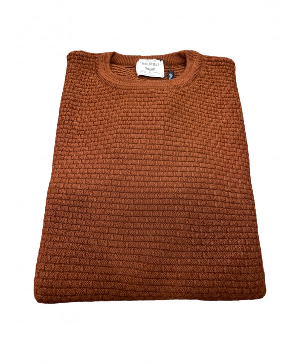 Neckline with Jacquard from the same Color in Brown Side Effect ROUND NECK