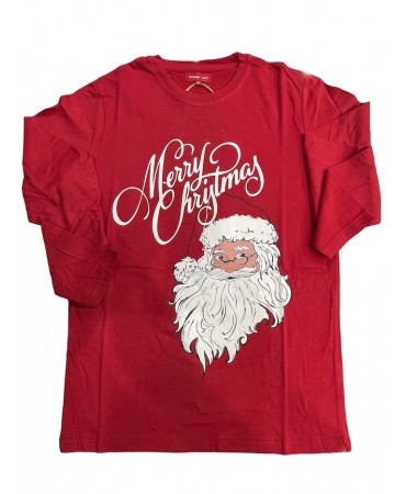 Merry Christmas round neck t-shirt red with Santa Claus print