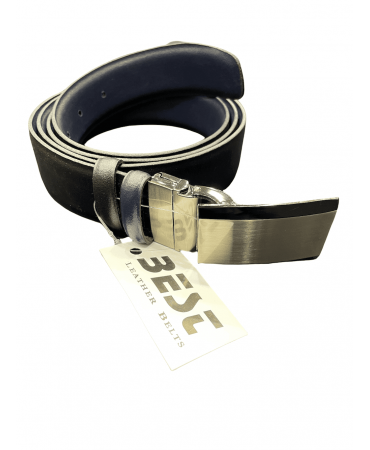 Best double sided leather belt black with blue