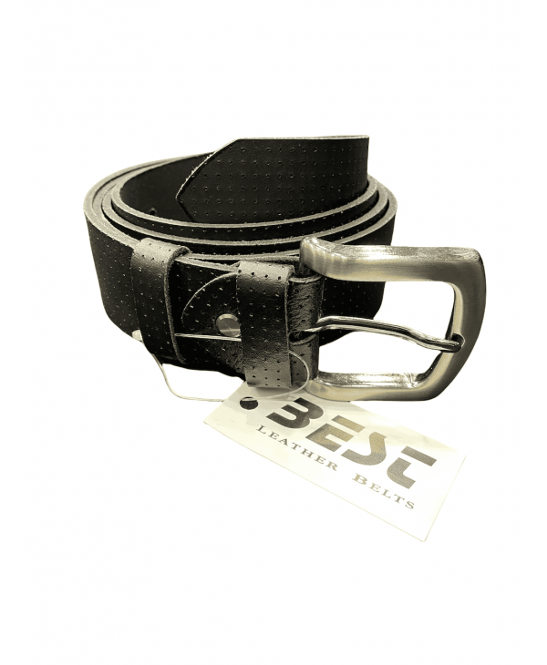Best leather belt with perforated design in black BELTS