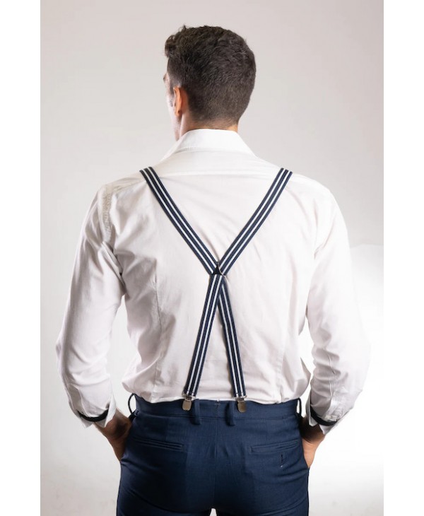 CuffUp men's blue and white stripe suspenders CUFF  BRACES