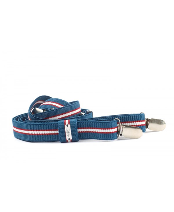 Italian men's suspenders in a raff base with a red and white stripe by CuffUp CUFF  BRACES