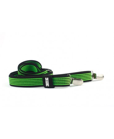 Black suspenders for men with fluo green stripes
