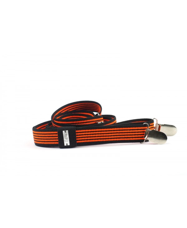 Men's black suspenders with fluo orange stripes by CuffUp CUFF  BRACES