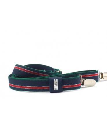 Made in Italy men's braces on a blue base with red and a bit of green