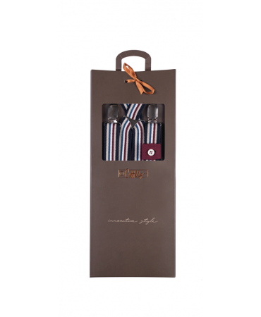 Le Cinque Spezie straps in blue base with beige, light blue, off-white and burgundy stripes by Cuffup