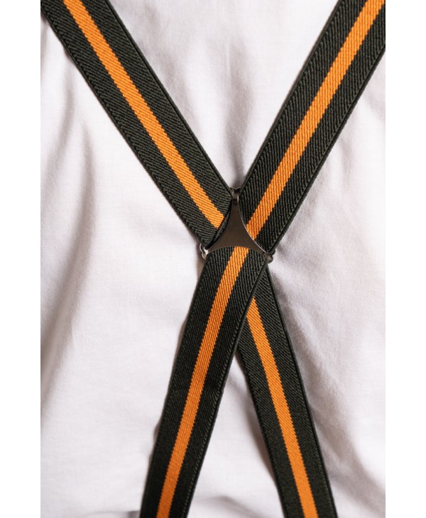 Green Orange straps on a green base with orange stripe by Cuffup CUFF  BRACES
