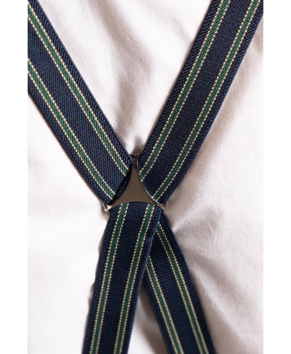 Special Lord straps in blue base with green stripe by Cuffup CUFF  BRACES