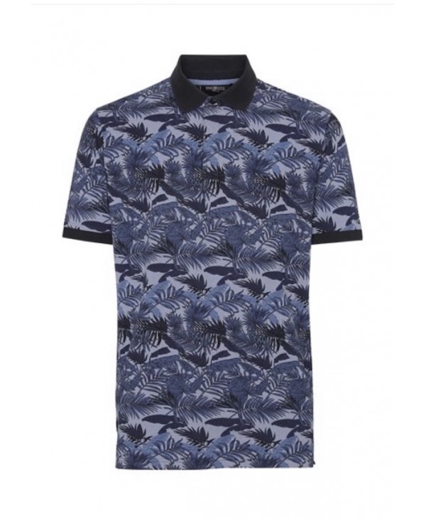 T-shirt Summer Printed Pree End with Blue Collar in Blue Base 100% Cotton SHORT SLEEVE POLO 