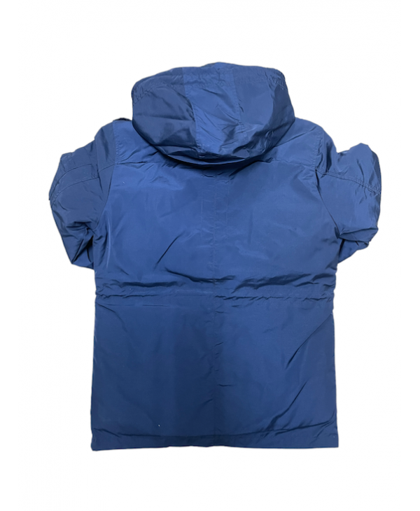 Long blue jacket with outer pockets and split lining JACKET