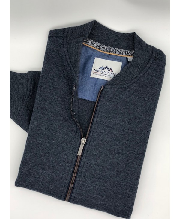 Cotton Cardigan with Zipper Blue and Pockets with Zipper JACKETS
