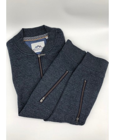 Cotton Cardigan with Zipper Blue and Pockets with Zipper