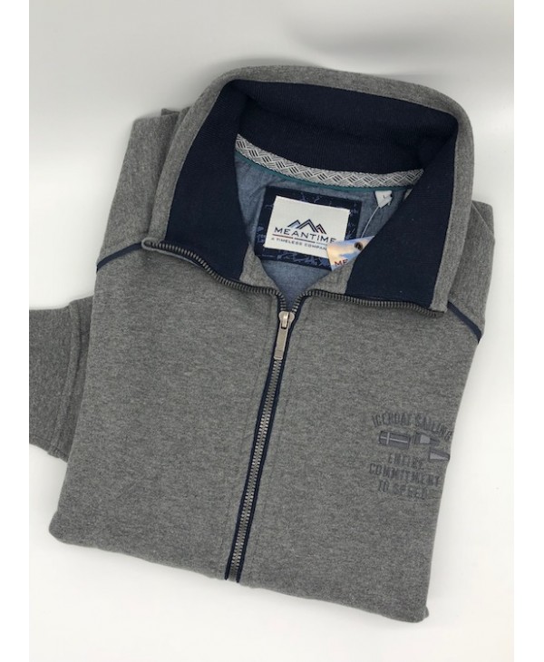 Meantime Sweatshirt Cardigan with Zipper and Side Pockets in Gray Color JACKETS