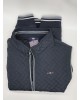 Makis Tselios quilted blue vest with gray trim and side pockets VEST