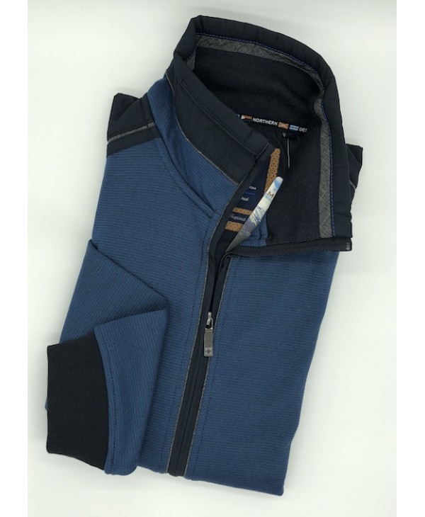 Sweatshirt Cardigan with Blue Zipper and Meantime Pockets JACKETS