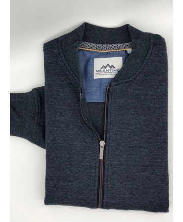 Cotton Cardigan with Zipper Blue and Pockets with Zipper