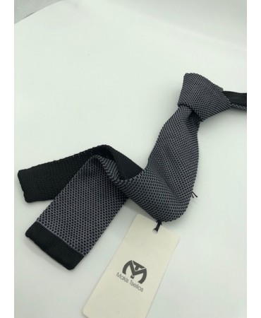 Makis Tselios Knit Gray Tie on Black Base